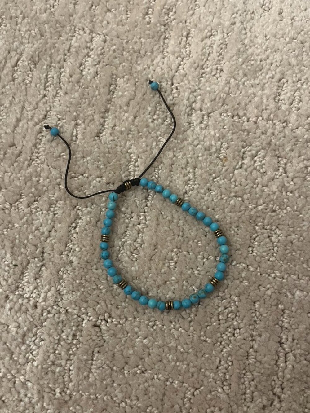 Natural Turquoise Stone Handmade 4mm Round Bead Dainty Bracelet Healing Reiki